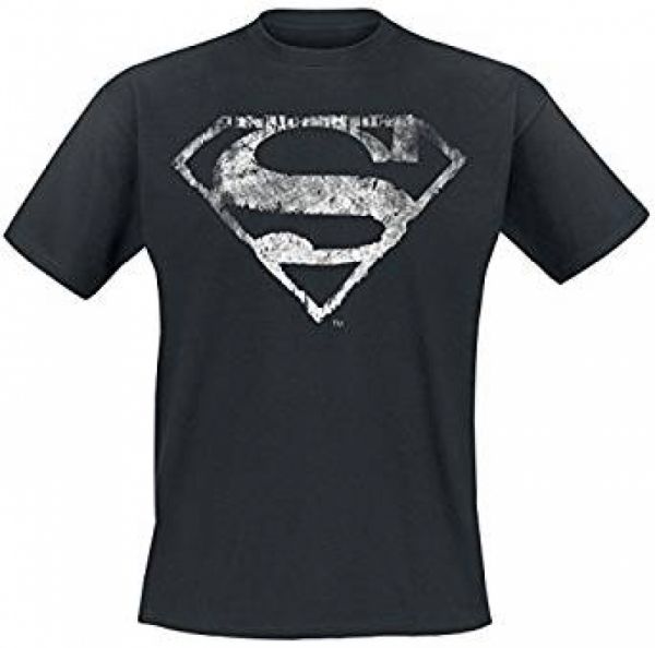 Superman Logo Mono Distressed T-Shirt schwarz M