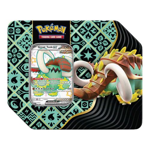 Pokemon Tin-Box 5-Booster &quot;Paldeas Schicksale&quot; Riesenzahn - Englisch