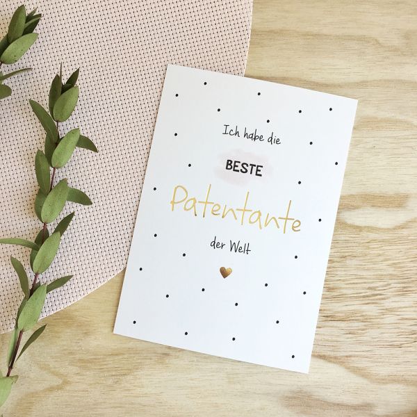 mintkind - Postkarte Gold &quot;Beste Patentante&quot;