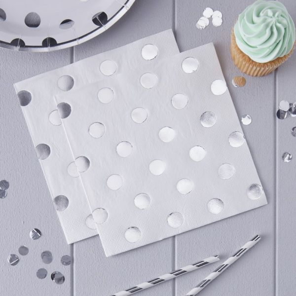 Ginger Ray - Servietten Polka Dot Silber