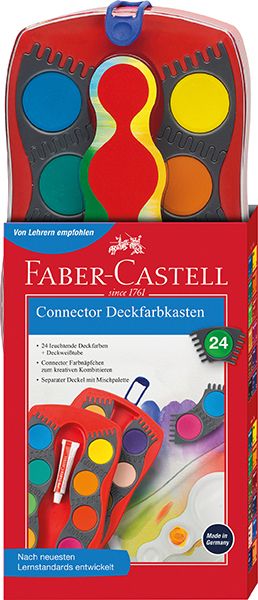 Faber-Castell - Connector Deckfarbkasten, rot, 24 Farben