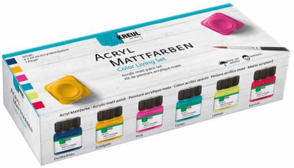 KREUL - Acryl Mattfarbe, Color Living-Set 6 x 20 ml