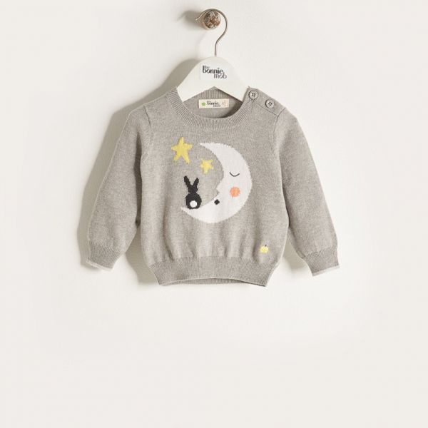 Bonniemob - Strickpullover Kaschmir Moon &amp; Bunny grau