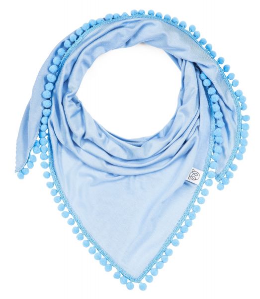 Maylily - Bambus Triangel Schal mit PomPom Hellblau Blau