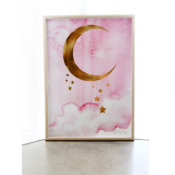 Little Rae Prints - Poster Midnight pink Gold 50x70cm