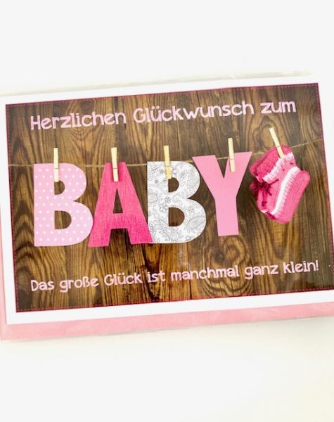 Grusskarte zur Geburt: Glückwunsch zum Baby (rosa)