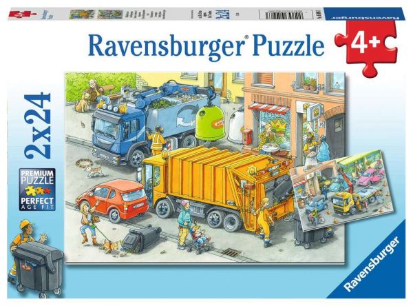 Ravensburger - Kinderpuzzle Müllabfuhr und Abschleppwagen