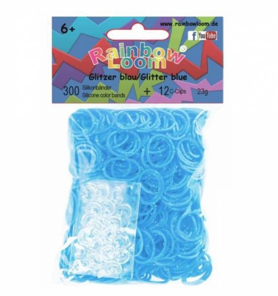 Rainbow Loom - Original Gummibänder, 300 Stück, Glitzer blau