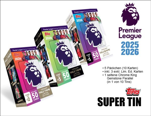 Premier League Trading Cards 2025/2026 - SUPER TIN HALL OF FAME