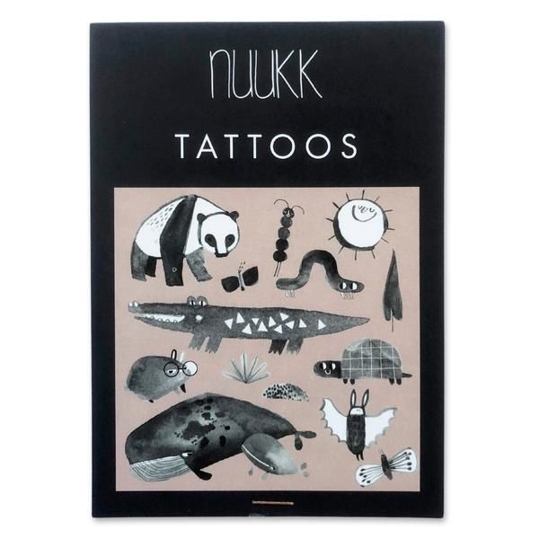 nuukk - Bio Kindertattoo Krokodil &amp; Freunde schwarz-weiss