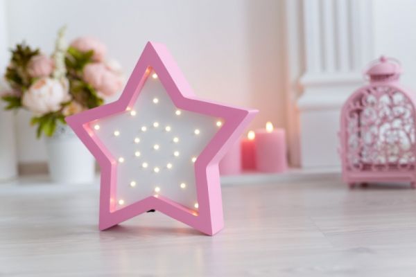 HappyMoon - LED Nachtlampe Stern rosa weiss