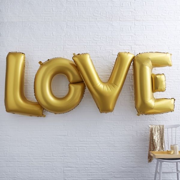 Ginger Ray - Ballon Schriftzug Girlande &quot;Love&quot; gold XL