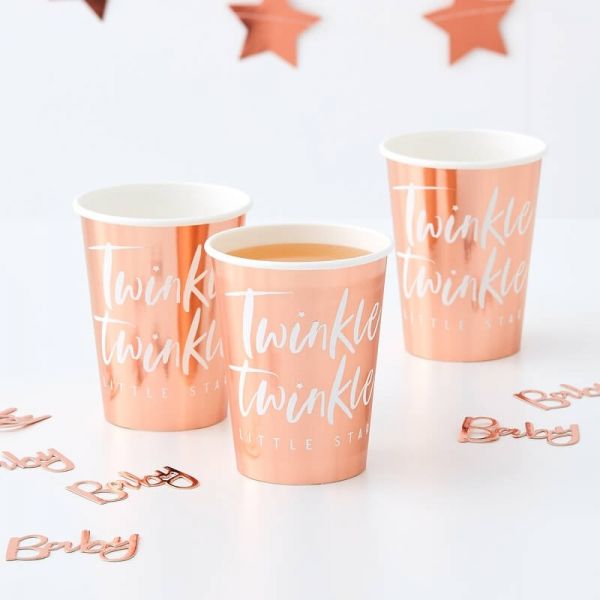 Ginger Ray - Partybecher &quot;Twinkle Twinkle little Star&quot; Rose Gold