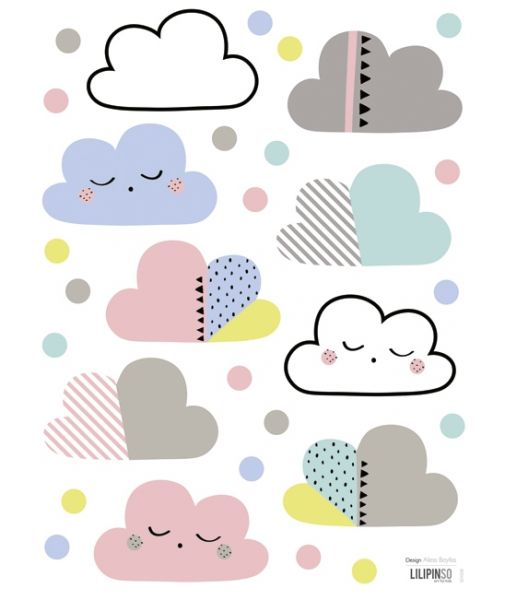 Lilipinso - Wandsticker Clouds and peas multicolor