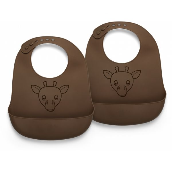nuuroo - 2er Set Silikon Lätzchen Acorn Giraffe Braun