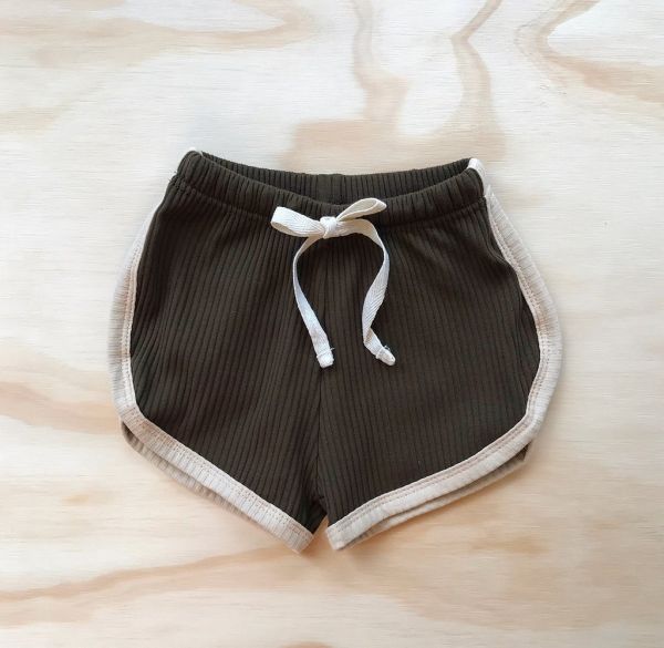 bel&amp;bow - Ribbed Shorts dark Olive