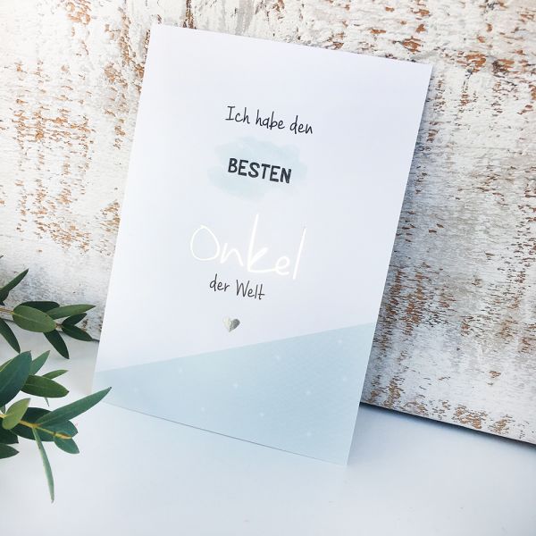 mintkind - Postkarte Silber &quot;Bester Onkel&quot;