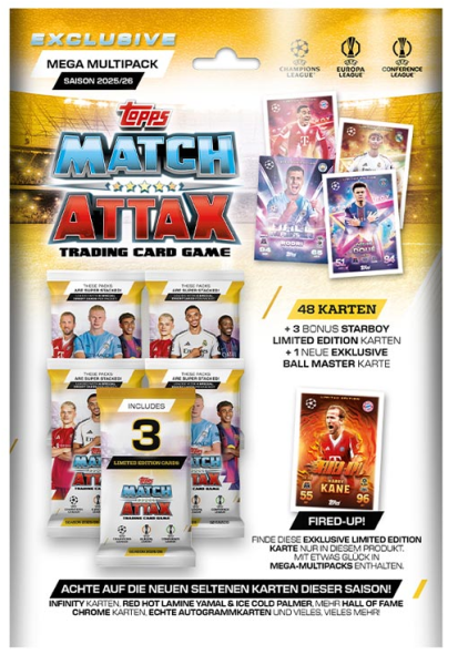 Topps - UEFA Champions League Match Attax 2025/2026 TC – EXKLUSIV MEGA MULTIPACK