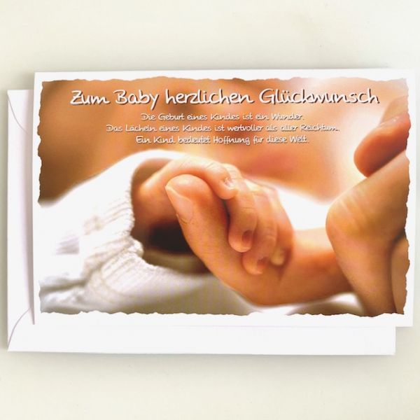 Grusskarte zur Geburt: &quot;Zum Baby herzlichen Glückwunsch&quot;