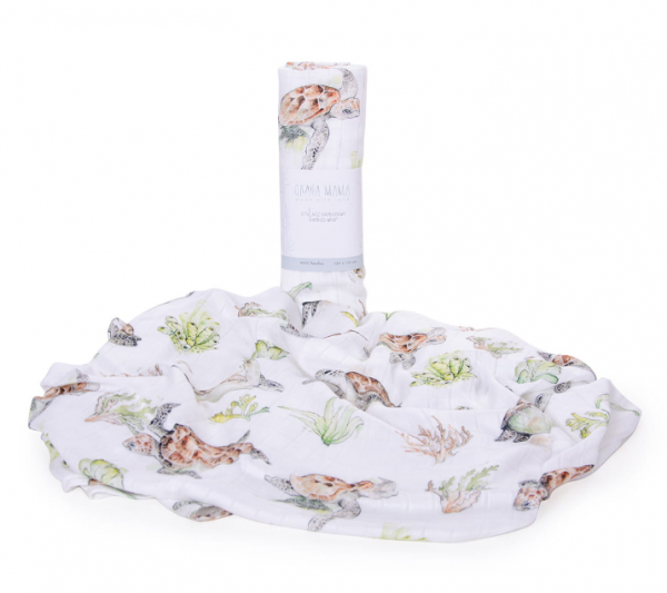 Qbana Mama - Bambus Muslin Swaddle Pazifik Schildkröte 120 x 120cm