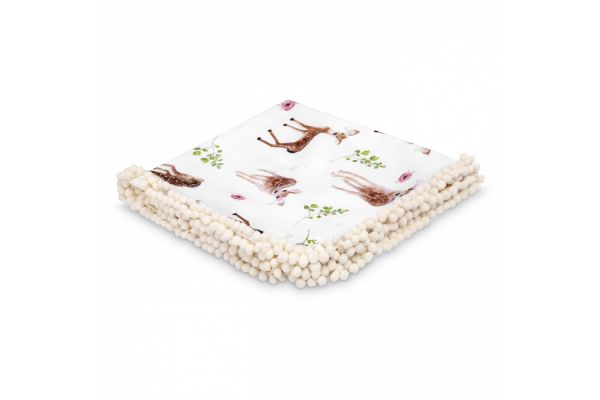 Maylily - PomPom Swaddledecke Fawn White