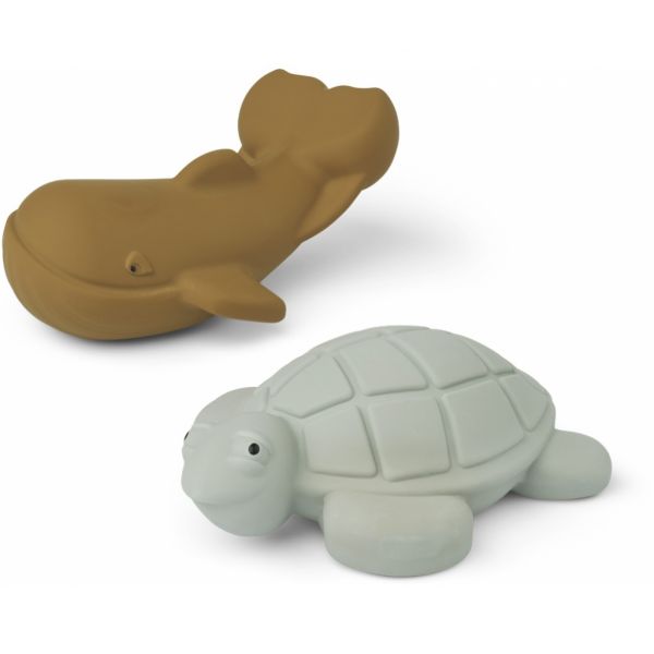 LIEWOOD - Ned Wal &amp; Schildkröte Badespielzeug Dove - Caramel