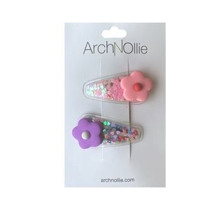 ArchNOllie - Haarclip Set Retro Blumen Glitter