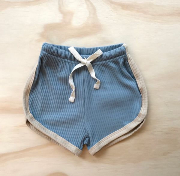 bel&amp;bow - Ribbed Shorts dusty Blue