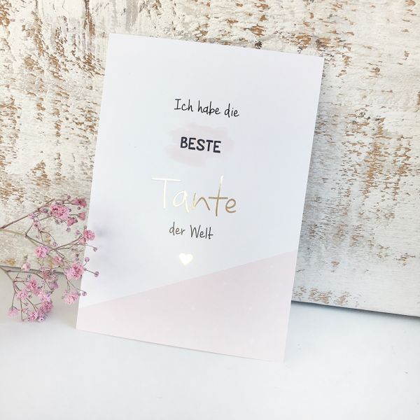 mintkind - Postkarte Gold &quot;Beste Tante&quot;