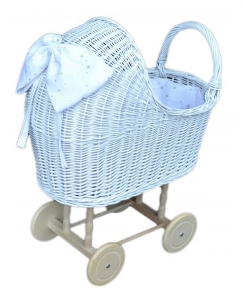 Lilu - Puppenwagen Weiss mit Masche