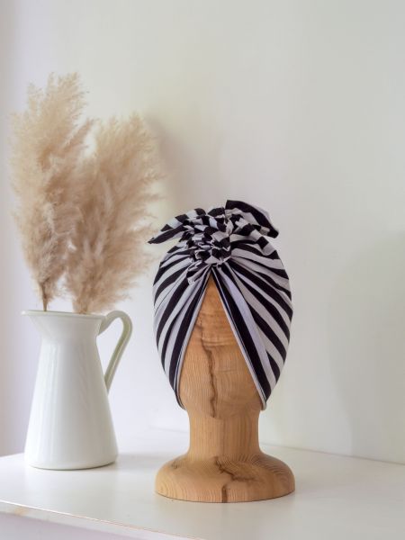 Looks by Luks - Turban Organic Black &amp; White Stripes