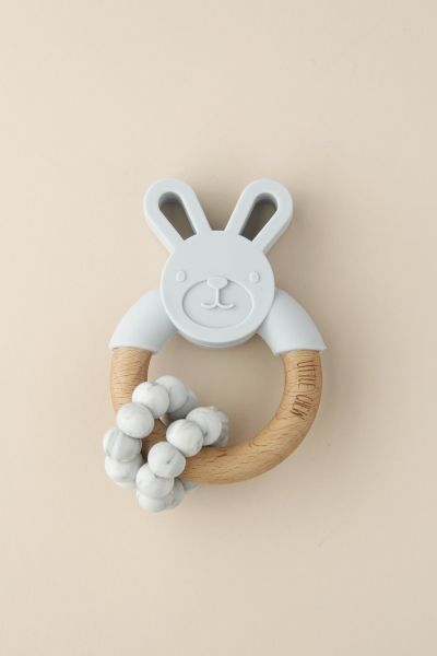 littleCHEW - Greifling Bunny mit Ringen Grau