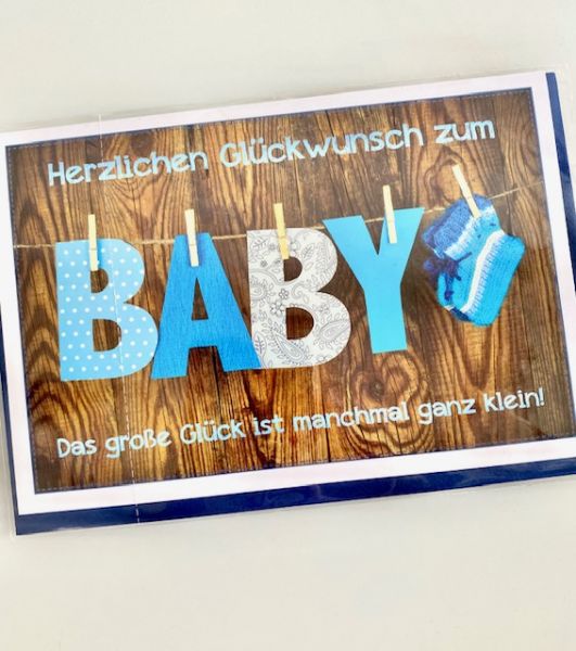 Grusskarte zur Geburt: Glückwunsch zum Baby (blau)