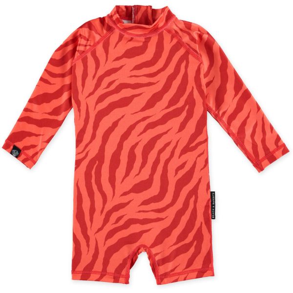 Beach &amp; Bandits - UV Badeoverall Baby Tiger Rot Stripes of Love
