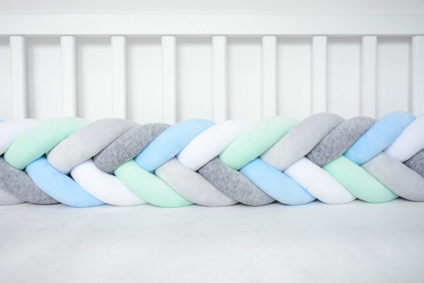 Sparrow - Bettschlange Slim Babyblue - mint - light grey - melange - white