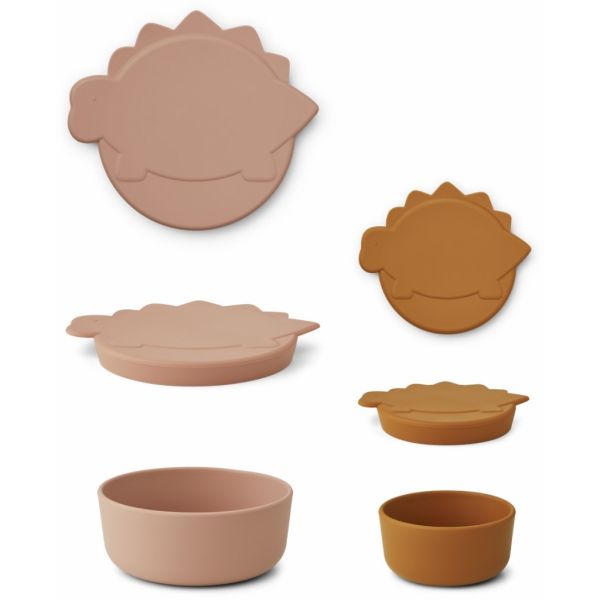 LIEWOOD - Olav 2er Set Snackboxen Dino Dark Rose - Mustard